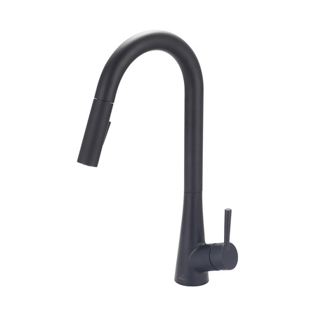 OLYMPIA FAUCETS Single Handle Pull-Down Kitchen Faucet, Compression Hose, Black, Number of Holes: 1 or 3 K-5025-MB